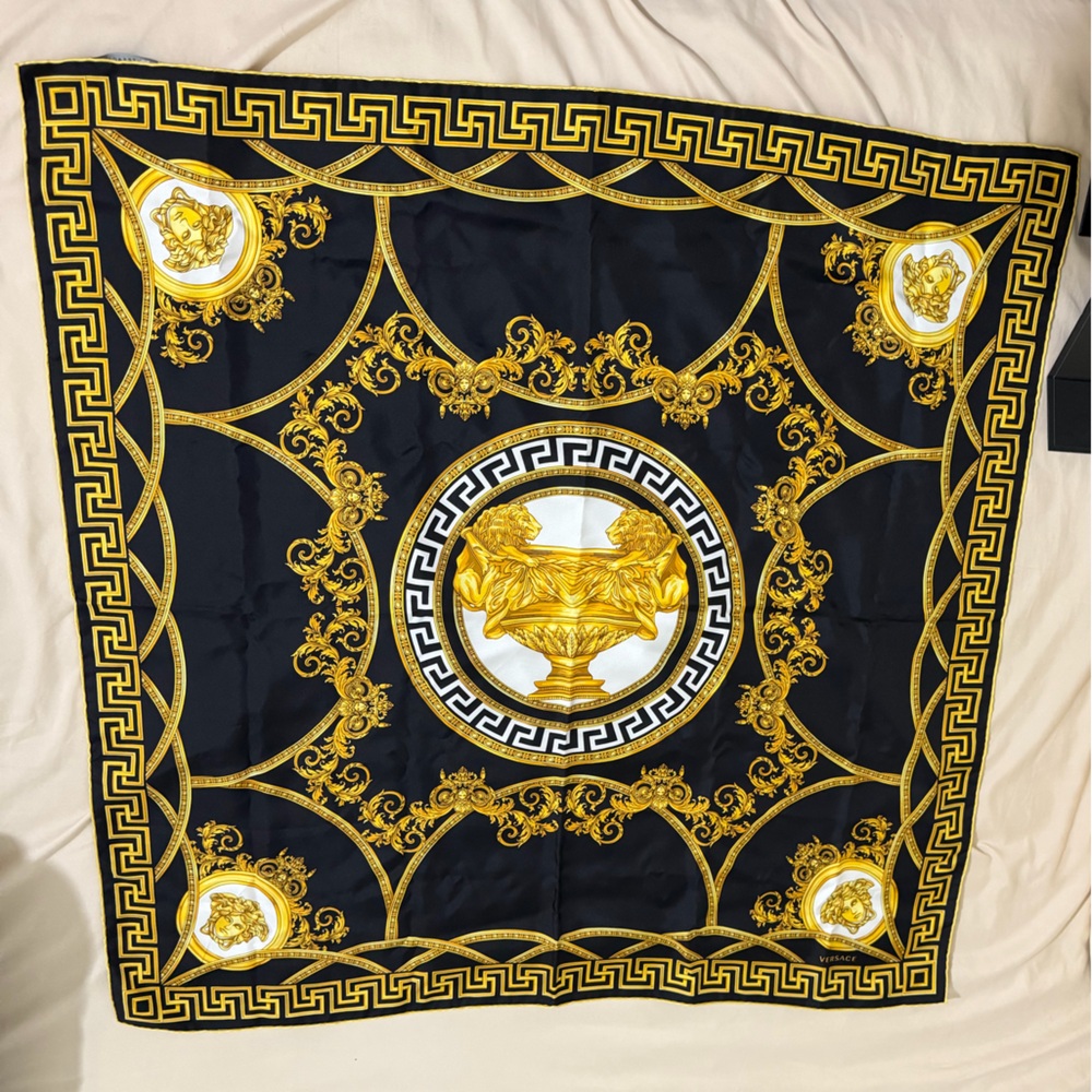 Authentic Versace Black and Gold Scarf